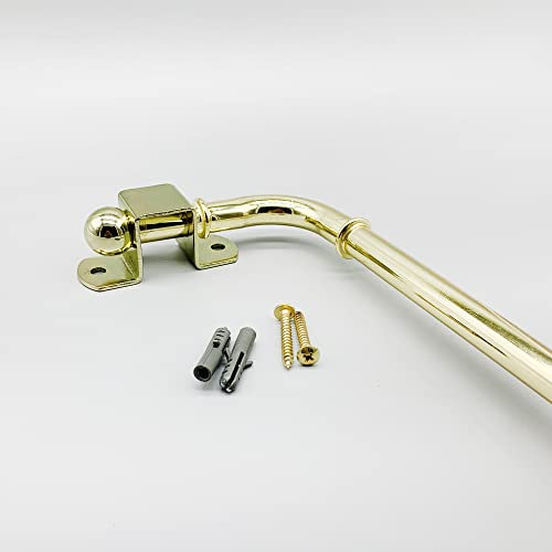 Extendable Curtain Rod Poles Ball Type Without Rings - Swinging Arm Drapery Rods for Insulation of Doors or Windows Made with Durable Brass Material (Brass, 30CM - 50CM)