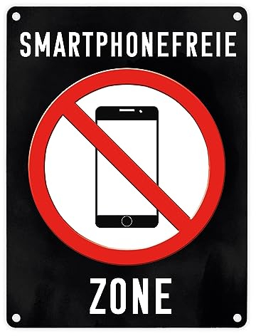 Smartphonefreie Zone Handy verboten Metallschild in 15x20 cm Handyfreie Zone Verbotsschild für Telefone um eine persönliche Atmosphäre in einem Raum zu schaffen