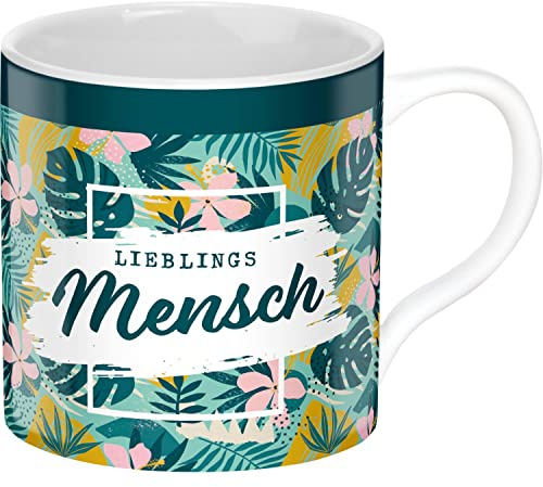 GRUSS & CO 47636 Tasse Mensch, Porzellan, 45 cl, Dschungel-Print, Mehrfarbig