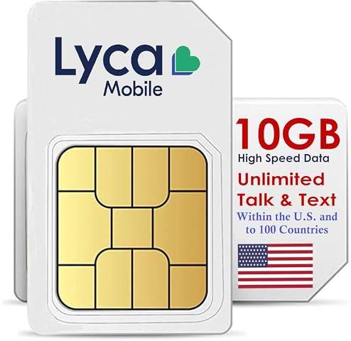 Lycamobile 90-Tage-Prepaid-SIM-Karte für Mobiltelefone, 12 GB Highspeed-4G-LTE/5G-Daten, Internationale Gespräche und SMS in über 100 Länder, schnelle Aktivierung, 3-in-1-Dreifachschnitt