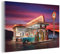 MuchoWow Glasbild Glasfoto Wandbild Bilder Deko 150x100 cm Tankstelle - Auto - Oldtimer
