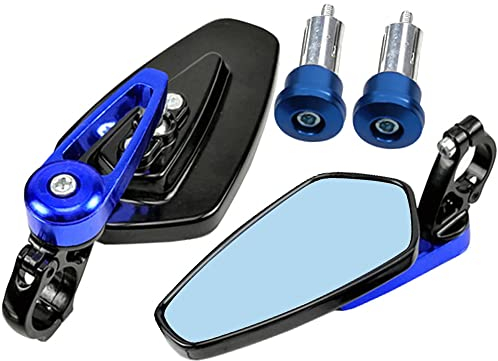 ETOPARS Specchietti Retrovisori Moto da 22mm 7/8 Pollici Specchietto Moto Manubrio Alluminio Specchi Retrovisori Laterale Blu Antiriflesso Convesso Specchio Blu