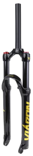 Fourche de vélo VTT VTT 26/27,5/29 VTT Tube droit 28,6 mm QR 9 mm 100 mm, verrouillage manuel/couronne, fourches VTT (29 pouces, doré)