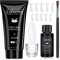 Lofuanna Kit D'extension D'ongles en Poly Gel-60ML Nude foncé Gel de Construction avec Solution Glissante,Forme d'ongle Pinceau à Ongles,Kit de Gel pour Ongles Nail Art Design pour débutants