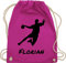 Turnbeutel Rucksack - Geschenke Handball Zubehör - Handballer Silhouette mit Name - Unisize - Fuchsia - für tasche personalisiertes beutel turnsack stoffbeutel sportbeutel turnsackerl