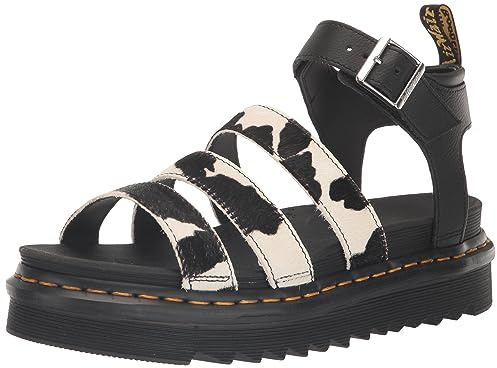 Dr. Martens Womens Blaire 3 Strap Sandal, Cow Print Hair On, 6
