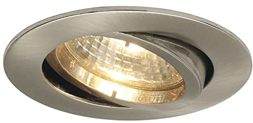 Molto Luce Deckenleuchte 230V Quad Einbaustrahler flach und schwenkbar ø 88mm, Alu Edelstahl Effekt