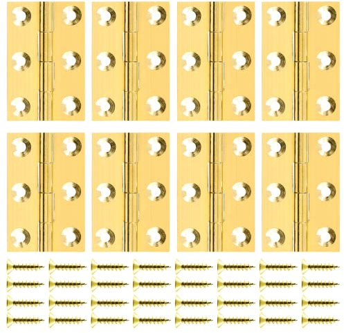 BokWin 1.5 Inch Brass Butt Hinges,Soild Butt Hinges,Mini Brass Hinges for Cabinet Drawer Jewelry Box(8 Pcs)
