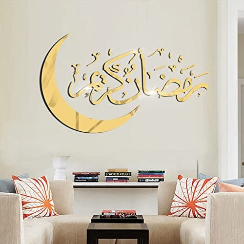 Ramadan Sticker Ramadan Deko,Ramadan Art Wall Decor,Eid Mubarak Ramadan Spiegel Aufkleber Dekor,Crystal Wall Stickers Ramadan Dekorationen Zuhause Stickers für Wand,Ramadan Dekoration (B)