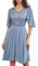 Damen Einfarbig Brautjungfernkleid Leicht Fledermausärmel Chiffon Weich Sommerkleid mit Spitzen Vorderseite Shlicht Elegant Grau Blau 46