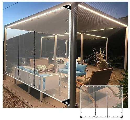 Tenda da Esterno Trasparente Telo Impermeabile In PVC da 0,5mm Pannelli Laterali Pergolati Trasparenti con Porta con Cerniera,Personalizzabile, for Veranda, Gazebo, Patio ( Size : H2.1xW10m/H6.8xW32.8