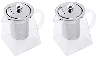 liovitor Teiera quadrata in vetro con infusore, teiera da 550 ml in borosilicato con colino, teiera trasparente per tè sfuso