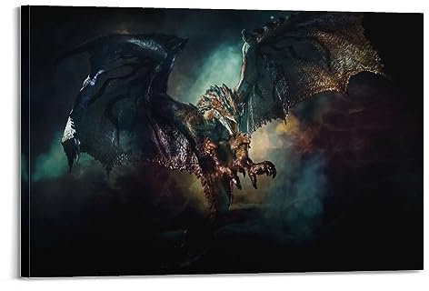 VZRSQZK Monster Hunter Spiel-Poster, dekoratives Gemälde, Leinwand-Wandposter und Kunstdruck, modernes Familienschlafzimmer-Dekor-Poster, 60 x 90 cm