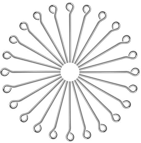 TOAOB 25mm Ösenstifte Edelstahl 200 Stück Open Eye Pins Silber für Ohrring Anhänger Perlen Schmuck DIY Handwerk Machen