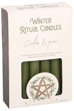 Yuletide Dekor: Zeder & Kiefer Wintersonnenwende Zauberkerzen – heidnische Feiertagsrituale, Yule Candles UK – Duftende Winter-Ritual-Kerzen-Packung