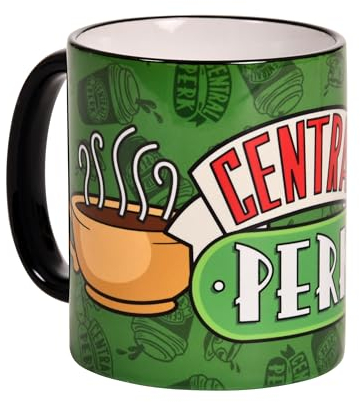 Elbenwald Friends Tasse mit Central Perk Logo Motiv 320 ml für Herren Damen Unisex Keramik grün