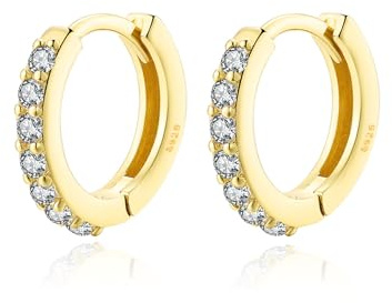 Creolen Ohrringe Silber 925 für Damen Zirkonia Klein Creolen Hypoallergen Ohrringe Kreolen