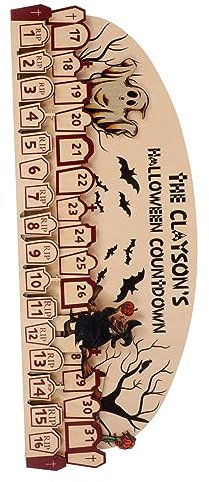 PRETYZOOM Holz Adventskalender Mit Countdown Für Halloween Adventskalender Aus Holz in Form Einer Hexe Halloween-dekoration Für Zuhause Holzornament Für Tischdekoration