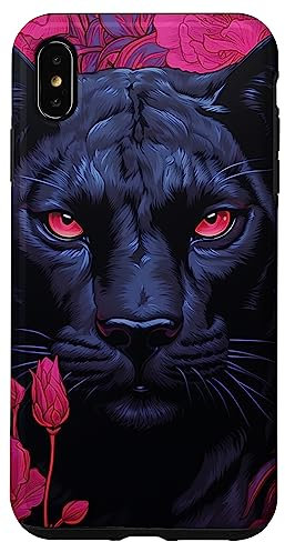 Hülle für iPhone XS Max Schutzhülle für Mobiltelefon, Motiv: Panther, Blumenmotiv, Pink