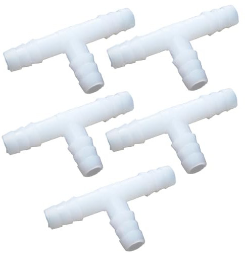 Lot de 5 Raccords de Tuyau Cannelés en T - Adaptateurs Égaux, Connecteurs d'Irrigation en Plastique Ondulé pour Jardin, Aquarium, 12 mm