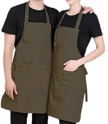 Didart Handmade Delantal Cocina Hombre .2 Uds. Mandil cocina mujer, Delantal Camarero, Resistente a la Humedad. 3 Bolsillos, Barbacoa, Mandil camarero.