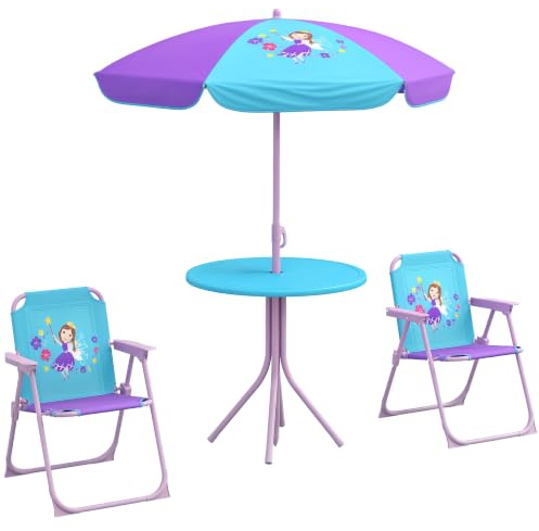 Outsunny Kinder Bistro Set Tisch & Stuhl Set, Alter 2-5 4-teilig Blau