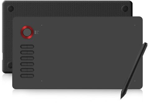 Tavoletta grafica digitale, 12 pulsanti, supporto Android Mac OS e Windows, con tavoletta grafica digitale con penna a 8192 livelli per PC portatile,Red