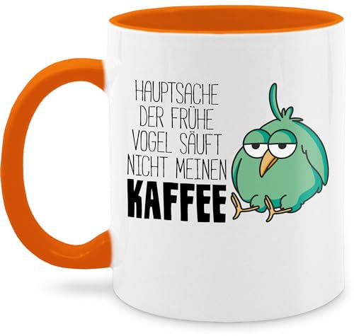 Tasse Tassen 325ml - Statement Sprüche - Hauptsache der frühe Vogel säuft nicht meinen Kaffee - 325 ml - Orange - vogeltasse spruchtasse sarkasmus böse große kaffeetasse spruchtassen