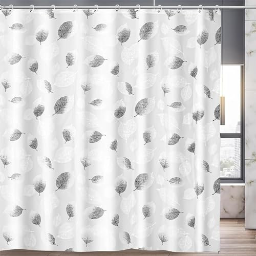 Cortinas de Ducha Resistente al Agua y al Moho PEVA 180x180cm Hojas con 12 Ganchos, Ducha de Tela Lavable Impermeable Antibacteriano Secado Rápido Antimoho Dobladillo Ponderado para Baño Bañera