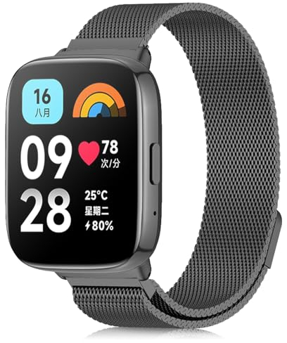CHANRASI Correa compatible con Xiaomi Redmi Watch 3 Active, Metal ajustable de acero inoxidable reloj pulsera de repuesto para Xiaomi Redmi Watch 3 Active Negro