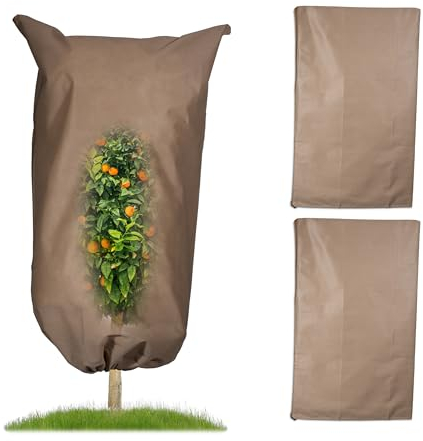 Relaxdays Telo Copri Piante Inverno, Set da 3 Coperture Antigelo da Balcone Esterno, Sacchi in TNT, 180x120 cm, Beige