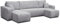VENASI MÖBEL Ecksofa mit Schlaffunktion und Bettkasten Luna U-Form Sofa Eckcouch Schlafsofa (Hellgrau)
