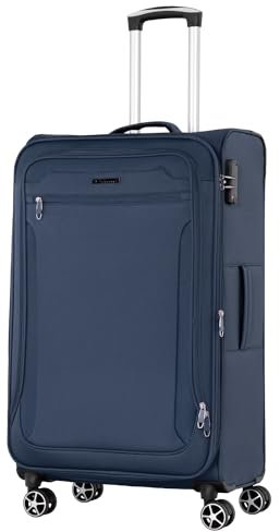 Cocoono Monterrey 360° Drehbarer Koffer - TSA-Zahlenschloss, Teleskopgestänge, RV-Dehnfalte, 8 Rollen, Adressfeld (blau, XL)