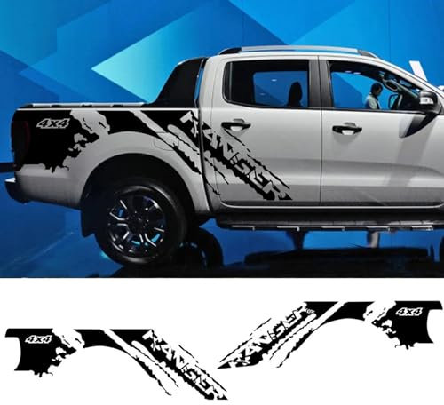 LYABYT 2Pcs Pickup Aufkleber Auto Kofferraum Seite Aufkleber LKW 4x4 Grafik Vinyl Film Custom Decor Cover Auto Zubehör, für Ford Ranger