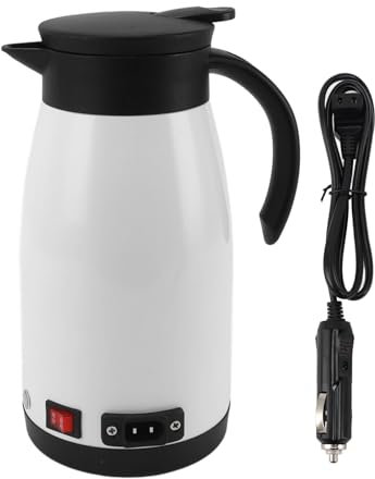 Car Electric Kettle,12V 24V 680ml Portable Quick Heating Stainless Steel Travel Truck Electric Water Boiler Electric Water Pot for Boiling Water Brewing Coffee Tea