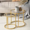 HEYZOEY Round Nesting Coffee Tables, Removable Set of 2 End Table, Glass Top Nesting Tables with Gold Metal Frame for Living Room, Bedroom, Office, Balcony, Apartment, Lustrous Gold