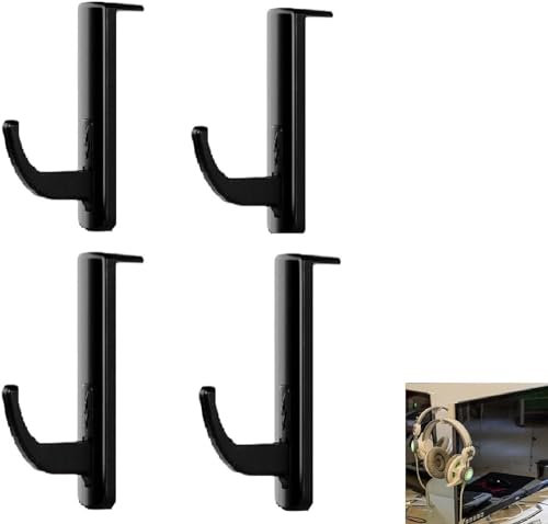 GNAUMORE Headphone Headset Holder Monitor,Headphone Hook,Monitor Edge Headset Hanger Hook Holder,Headphone Headset Holder Hanger Stand,Headphone Hook Monitor,Universal Headset Holder Black 4PC