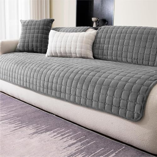 LINGKY Weiche Flanell-Sofabezüge waschbar – Sofakissenüberzüge, rutschfeste Sofabezüge für 1-, 2-, 3-Sitzer-Couchbezüge für Sektionalsofa, Sofa-Schonbezüge, L-förmiger Möbelschutz (Grau, 70 x 150 cm)