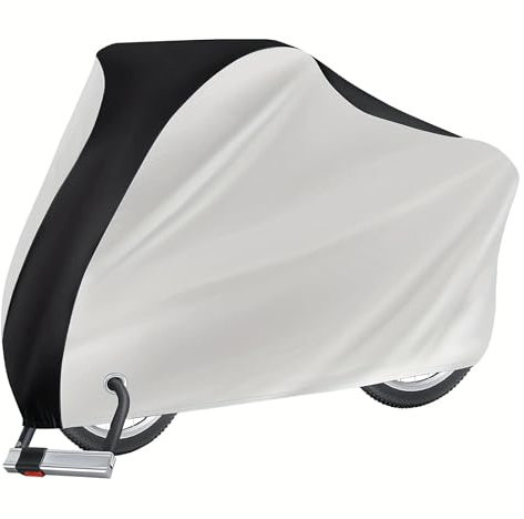 SUBLXPoten Funda Moto Funda Impermeable for Bicicleta con Orificio for candado: Protege tu Bicicleta de la Lluvia, el Sol y el Polvo. Se Adapta a la mayoría de Las Bicicletas.(XXL)