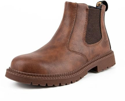 Webrosistol Stivali Antinfortunistica Uomo Donna Pelle Artificiale Scarpe da Lavoro con Punta in Acciaio Protettive Calzature Chelsea