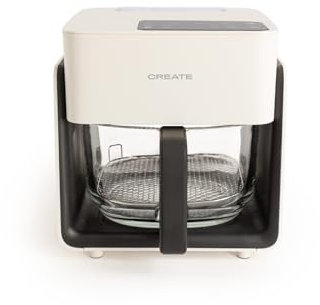 CREATE/AIR FRYER MIST/Ölfreie Heißluftfritteuse 4.2L mit Wasserdampfgarer Cremeweiß/Fassungsvermögen 5-6 Portionen, 6 Programme, Glasbehälter, Zeit- und Temperaturkontrolle, 1300W