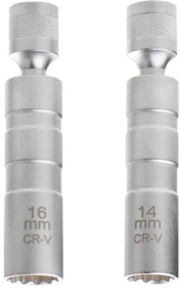 MotorMinds Zündkerzen Nuss, 2 Stück Zündkerzenschlüssel 14mm 16mm Magnet Universal Flexibel Zündkerzenschlüssel 3/8 Zoll Zündkerzenstecker Satz Werkzeuge für die Autoreparatur, Kfz Werkzeug