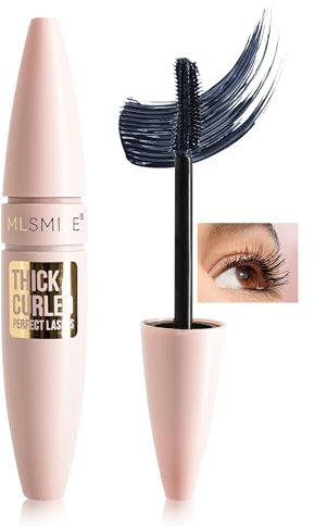 Mascara Grau-Schwarz für Volumen und Länge, Fiber Wimperntusche Wasserfest, Langanhaltend Klumpenfrei, Wischfest, Extra Lange Wimpern, Voluminös und Definition Mascara Makeup, Geschenke für Frauen-01