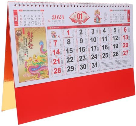 SHINEOFI Wand Mond- Tischkalender Monatsplaner für das Jahr des Drachen Uhren Tag Auto mondkalender bauernkalender lunar calender büromaterial Jahreskalender 2024 Kalenderplaner 2024 Papier