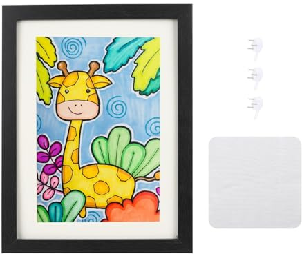 timoplus Kinder Kunst Bilderrahmen, Frontöffnung A4, Kunstwerk Display Rahmen, Kann Bilder Horizontal Oder Vertikal, Aufbewahrungsrahmen, Geeignet für Kinder Zeichnung und Handwerk (1, Schwarz)