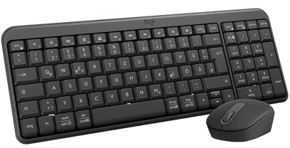Logitech MK250 kabelloses Bluetooth-Tastatur-Maus-Set Schnelle und einfache Konnektivität, kompakte kabellose Tastatur, beidhändig bedienbare Maus, langlebiges Design – Windows/macOS - QWERTZ