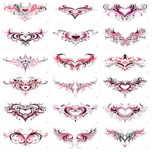 18 Tatuaggi Temporanei Sexy per la Pancia, Grandi Adesivi Impermeabili Tatuaggi Finti Corpo in Pizzo Nero Rosso per Donne e Ragazze Decalcomanie Vita Addome e Ombelico