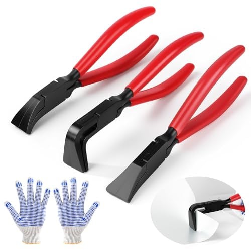 3 Stück Falzzangen Klein Set (0° 45° 90°) Abkantzange Falzzangen Blechzange Set Mini Gerade Abgewinkelt Gebogen Blechbiegezange Werkzeug zum Biegen und Glätten,Inklusive einem Paar Handschuhe