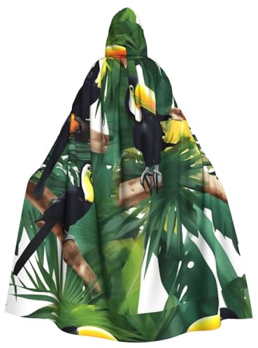 BSKGOHP Toucans Parrot Palm Tree Leaves Print Adult Wizard Hooded Cloaks Robe Cosplay Outfit Are Suitable For The Halloween Carnival