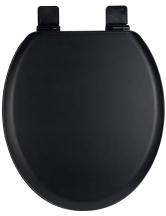 WC-Sitz Holzkern, Matt – Soft-Touch & ultraglatt (ohne Orangenhaut), Absenkautomatik & Schnellverschluss (Easy-Clean) – O-Form, Lochabstand 155 mm – PIKLiDS (Schwarz matt)